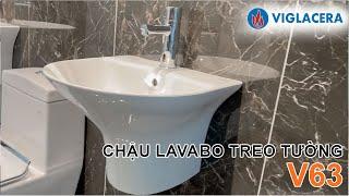 VIGLACERA V63 - Trên tay Chậu lavabo treo tường liền chân - VUATHIETBI.COM