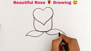 Beautiful Rose Drawing From Heart | गुलाब का चित्र कैसे बनाए ? Easy Rose Drawing - How To Draw Rose