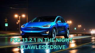 Flawless Night Drive with Tesla FSD 13.2.1