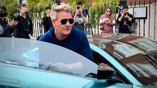 Gordon Ramsay driving his new $1.5m Aston Martin Valour V12 in London!