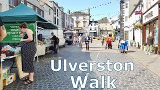 Ulverston town centre walk on market day Cumbria 4K