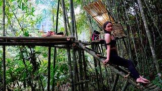 ️ 2 Days SOLO Bushcraft strange sounds my survival shelter and build tree house | Oanh Green Forest