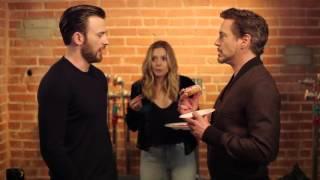 Chris Evans, Robert Downey Jr & Elizabeth Olsen - Tony Steals The Last Donut