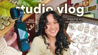 studio vlog  drawing a sticker sheet | getting a new camera | 5K+ subs thank you chatting  ࿔*: