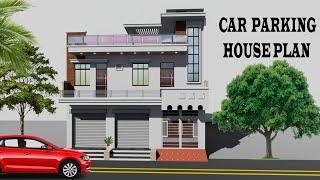 30 BY 40 SHOP WITH CAR PARKING HOUSE PLAN , 30X40 ELEVATION DESIGN , 30*40 COMMERCIAL PLAN