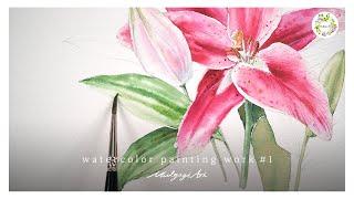 watercolor painting work #1 - lily drawing 물고기아트 아뜰리에 그림 작업 이야기