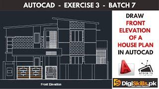 How to draw Front Elevation of a House Plan in AutoCAD | Digiskills | GTECH TV