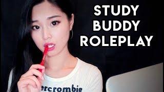 [ASMR] Study Buddy Roleplay - Paper and Pen Sounds, Inaudible Whispers, Keyboard Typing