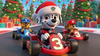 Paw Patrol Dog Rescue | Christmas Scene At Marshall Races Very Funny Story - Rainbow 3