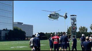 Jerry Jones lands in his Helicopter..To watch Cowboys practice without Micah, Tank & Cooks