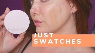 JUST SWATCHES | Missha Cushion Foundation Swatches shades 21 - 23 - 25 | girlgetglamorous