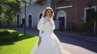 BYG elegant satin puff sleeves wedding dress