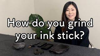 How to grind your ink stick. For how long? Calligraphy Shodo Sumie Suibokuga 書道 墨絵 水墨画