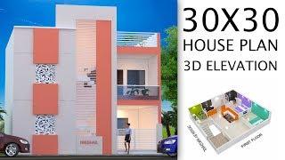 30X30 House plan with 3d elevation option b by nikshail