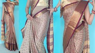 cotton silk saree wearing step by step | cotton saree draping tutorial for beginners