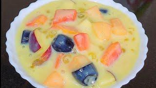 Sago Fruit Custard | ramadan special | iftar recipe fruit custard dessert recipe