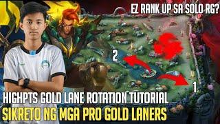 HIGHPTS GOLD LANE ROTATION TUTORIAL | SIKRETO NG MGA PRO GOLD LANER | MOBILE LEGENDS