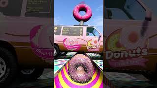 Truck Fuso Tow Food Van vs Spinning Donut #short #beamng #beamngdrive #beamngcrashes #trucksvs