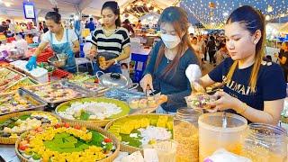 Cambodia Street Food in Phnom Penh Night Market - Dessert, Cake, Seafood, Noodle, Snack, & More