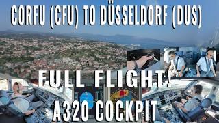 AIRBUS REAL COCKPIT FULL FLIGHT! FROM CORFU ISLAND  (CFU) TO DÜSSELDORF  (DUS) IN REALTIME 4K