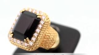 14K Yellow Gold Mens Diamond Onyx Ring 1.50 Ctw