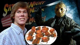 KEVIN BACON WRAPPED MINI WIENERS with JASON VOORHEES Saturday Night Snack and a Movie