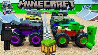 Toy Diecast Monster Truck Racing Tournament | Custom Made MINECRAFT Monster Trucks | ROUND #1