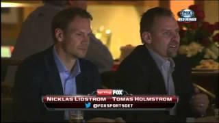 Tomas Holmstrom and Nicklas Lidstrom at Joe Louis Arena catching the Redwings Game