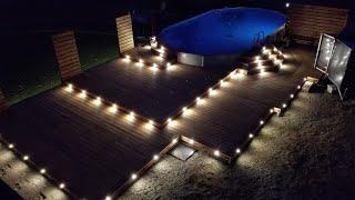 DIY Deck with LED Lights Around Above Ground Pool