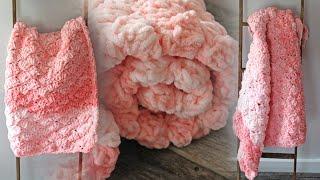 Learn to Make Pink Bubble Shell Baby Blanket Crochet Pattern Easy Tutorial