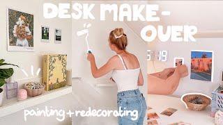 aesthetic desk makeover ‍️*cottagecore desk + desk setup*