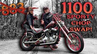 883 to 1100 Sportster Chopper Engine Swap - The Swim Shop Garage