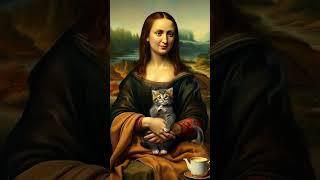 "Mona Lisa and the Curious Kitten: A Timeless Moment of Charm"