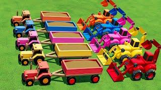 TRACTOR OF COLORS! TRANSPORT WOODEN TRACTORS & LOAD WHEAT WITH CRAZY LOADERS TO SELL POINT - FS22