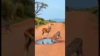 Leopards disrupt deer’s drinking water #leopard #youtube shorts#animals#viralvideo #shorts#