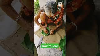 grandmother making sal leaf bowls #hardworking grandmother #viral shorts