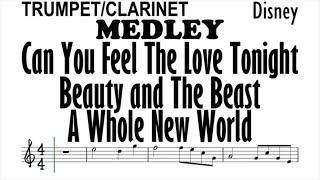 MEDLEY Trumpet Clarinet Can You Feel the Love Tonight Beauty and the Beast A Whole New World Sheet