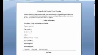 Using the Research & Citation Note Template