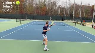 Mens 4.5 ntrp tennis match court level highlights, USOpen John vs Tennis Viking (former #1 at a D3)