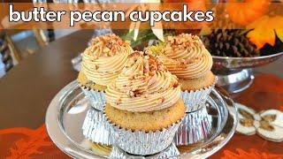 Butter Pecan Cupcakes with Brown Sugar Cream Cheese Frosting!