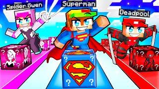 Playing a SUPERHERO LUCKY BLOCK STAIRCASE RACE In Minecraft!