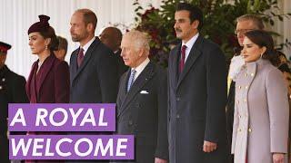 Princess Kate Joins King Charles & Prince William at Welcome Ceremony for Emir of Qatar