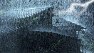  Strong Rain Thunderstorm Sounds for Sleeping | Heavy Rain & Intense Thunder on Old House at Night