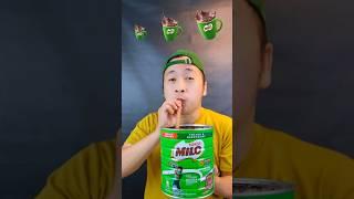 Minum Milo Kecil, Sedang, Besar #asmr #mukbang #makansesuaiemoji #makankecilsedangbesar