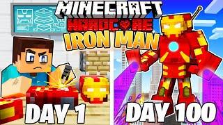 I Survived 100 DAYS as IRON MAN in HARDCORE Minecraft!