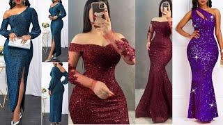 Latest Sequin Evening gowns for ladies; Sequin dinner dresses