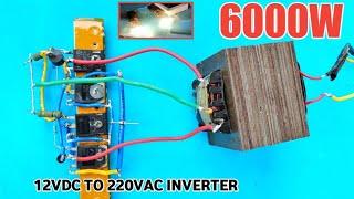 I make 6000W POWERFUL 12V To 220V Inverter at home using IGBT and  UPS Transformer