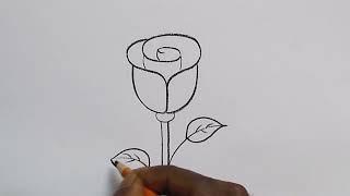 how to draw rose drawing easy step by step@Easy Drawing Talent