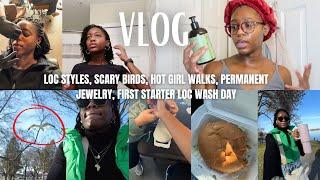 Random Vlog | Starter Loc Styles and Wash, Hot Girl Walk, Permanent Jewelry, more randomness