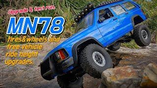 Rc cars / Mn78 tires&wheels and  ride height upgrades. test drive./ mn78 타이어&휠 차량지상고 업그레이드 및 테스트 주행.